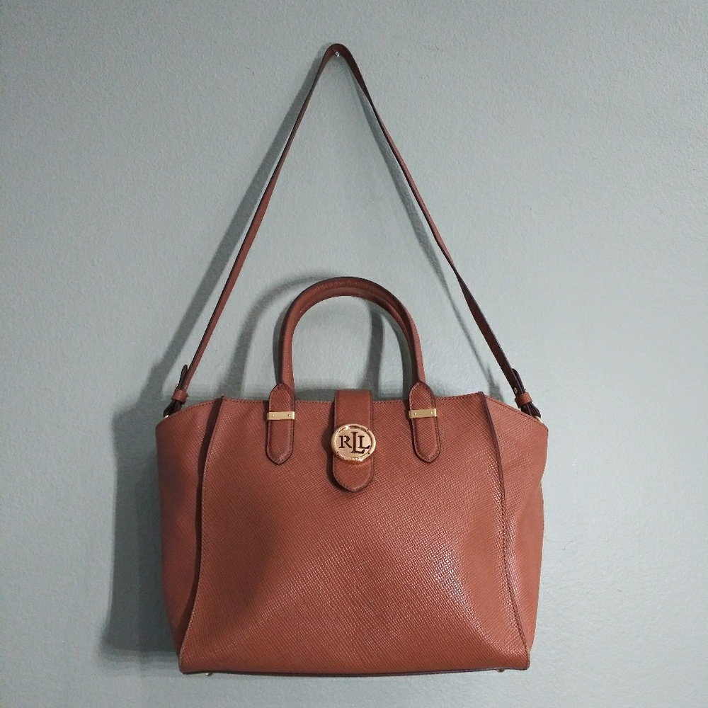 Ralph Lauren Satchel Hand Bag Cognac Color